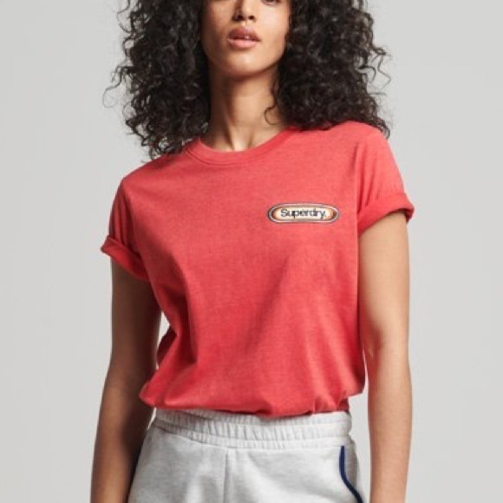 Superdry Women’s Vintage Core Logo T-Shirt US 4 Papaya Red Marl